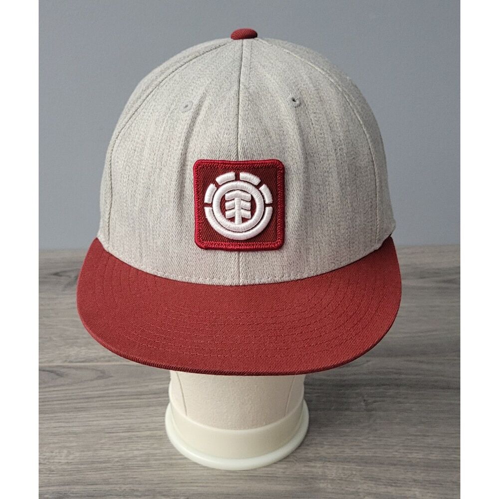 Element Crowns Mens 210 Fitted Skateboard Cap Hat 7 1/4-7 5/8 Gray Red